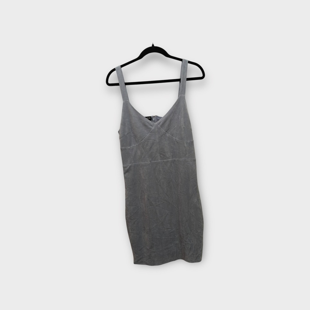 BeBe Grey Suede-Like Mini Dress Bodycon Clubwear 90s Y2K